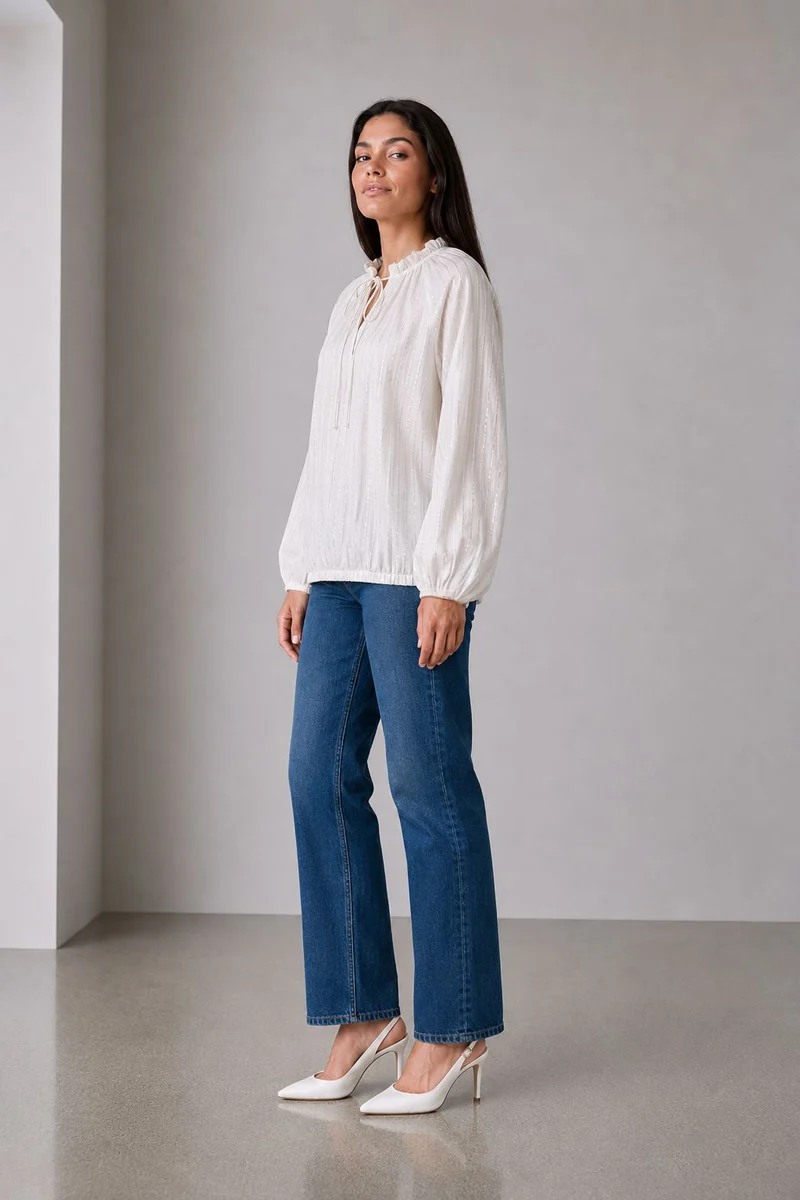 Vainya|Cotton Ruffle Collar Crop Top