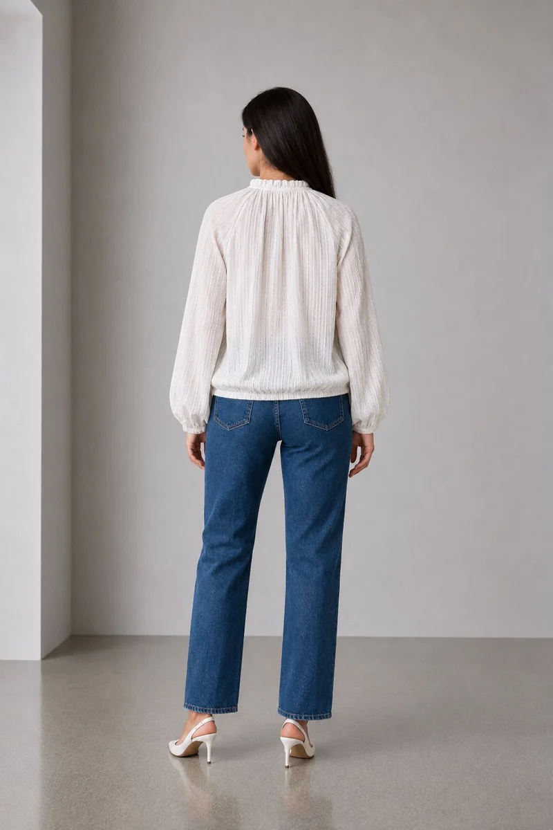 Vainya|Cotton Ruffle Collar Crop Top