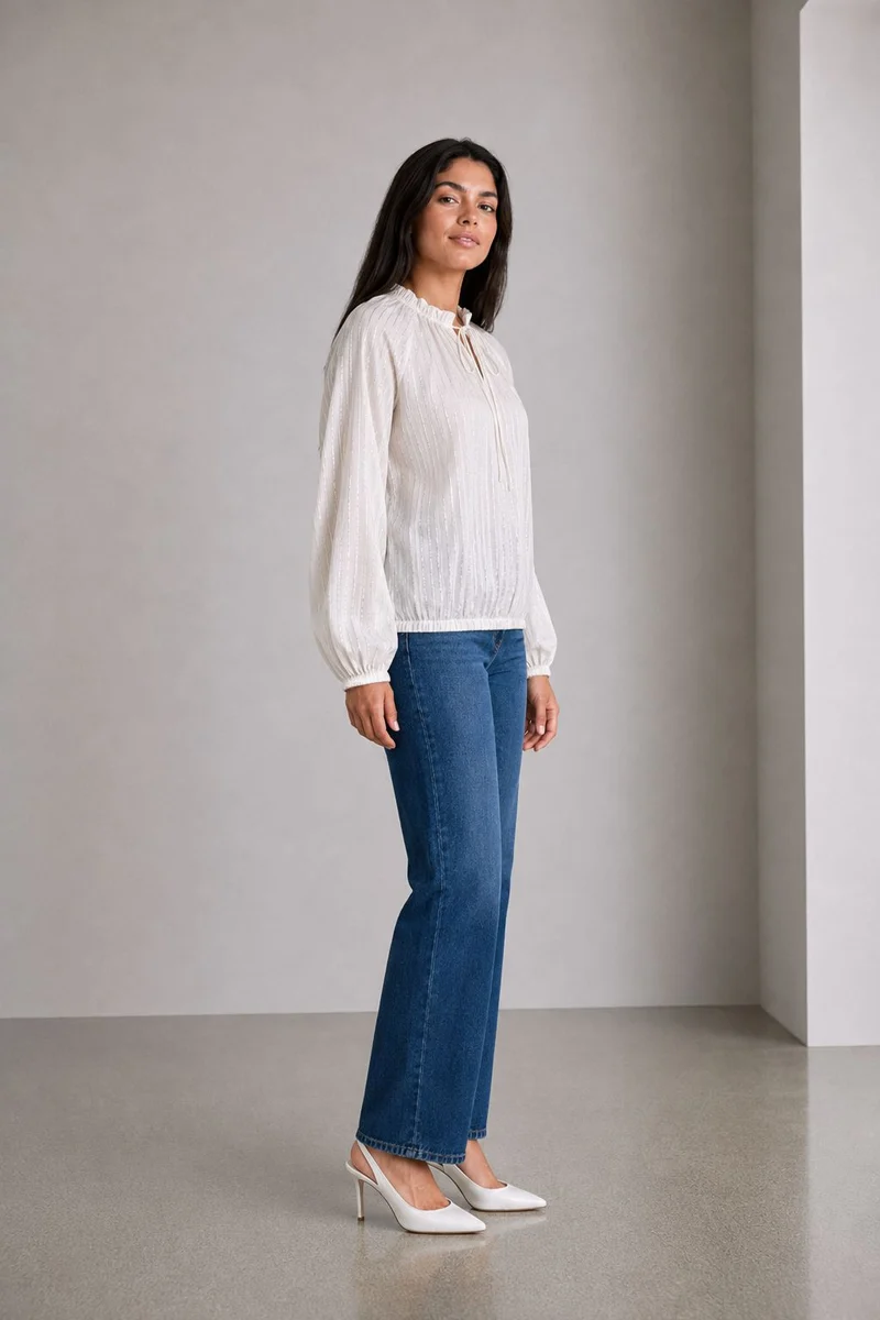 Vainya|Cotton Ruffle Collar Crop Top