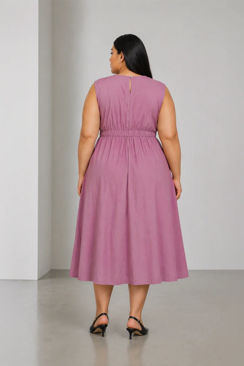 Lunini|Cotton Side Tie Up Midi Dress