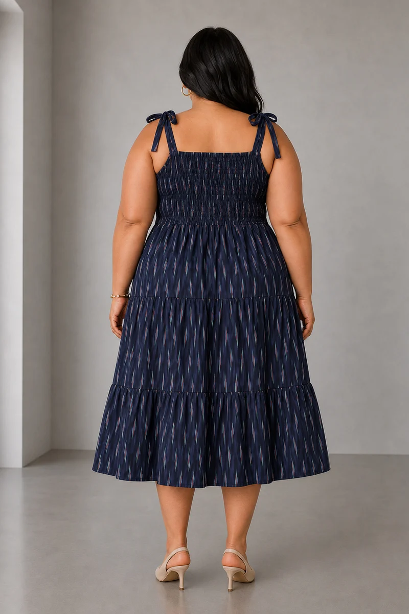 Blaryi|Cotton Midi Tiered Dress