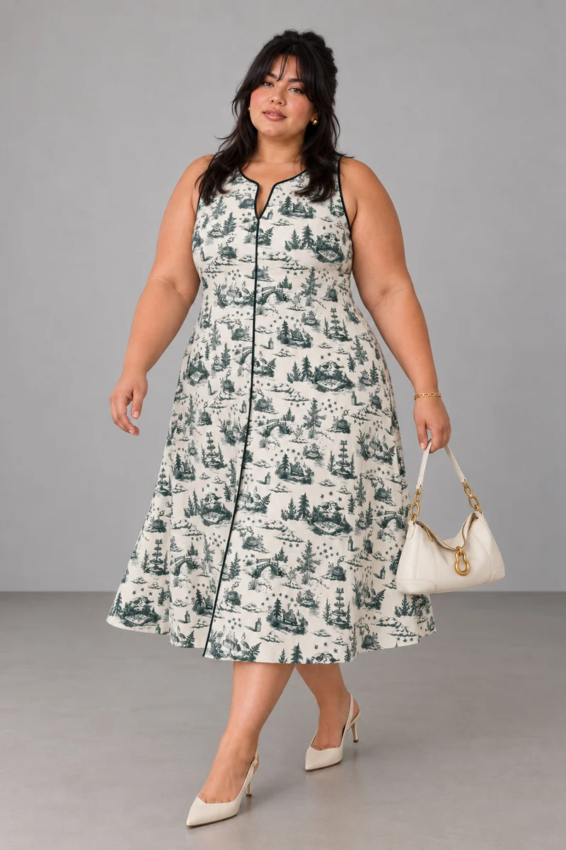 Mavelle|Viscose Aline Midi Dress
