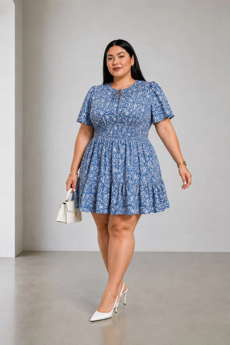 Lunae|Viscose Flutter Sleeve Dress