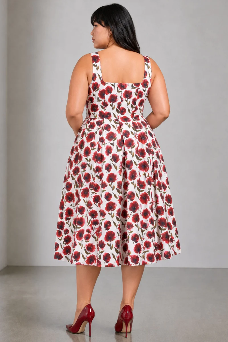 Janima|Cotton Printed Pleated Maxi Dress