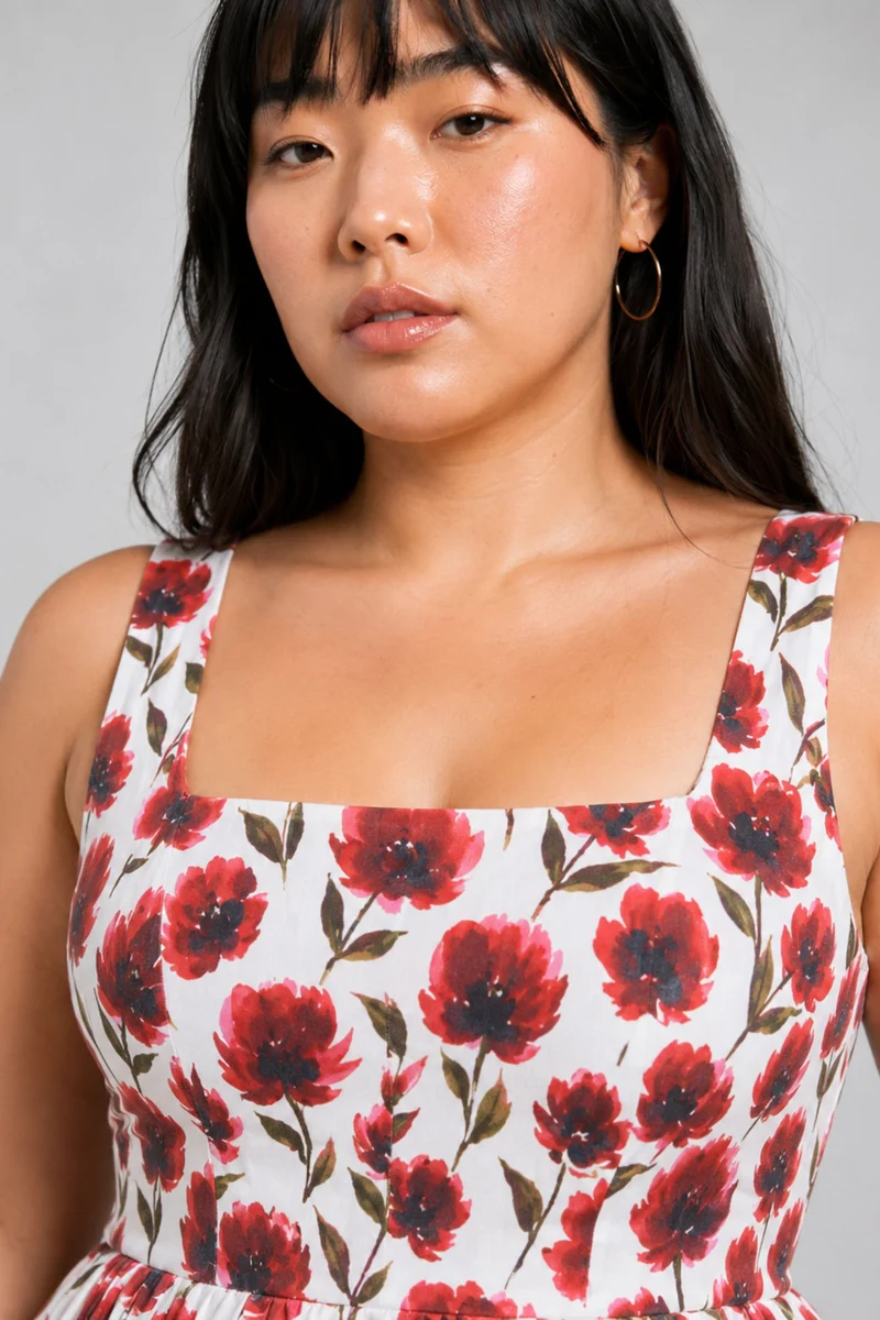 Janima|Cotton Printed Pleated Maxi Dress