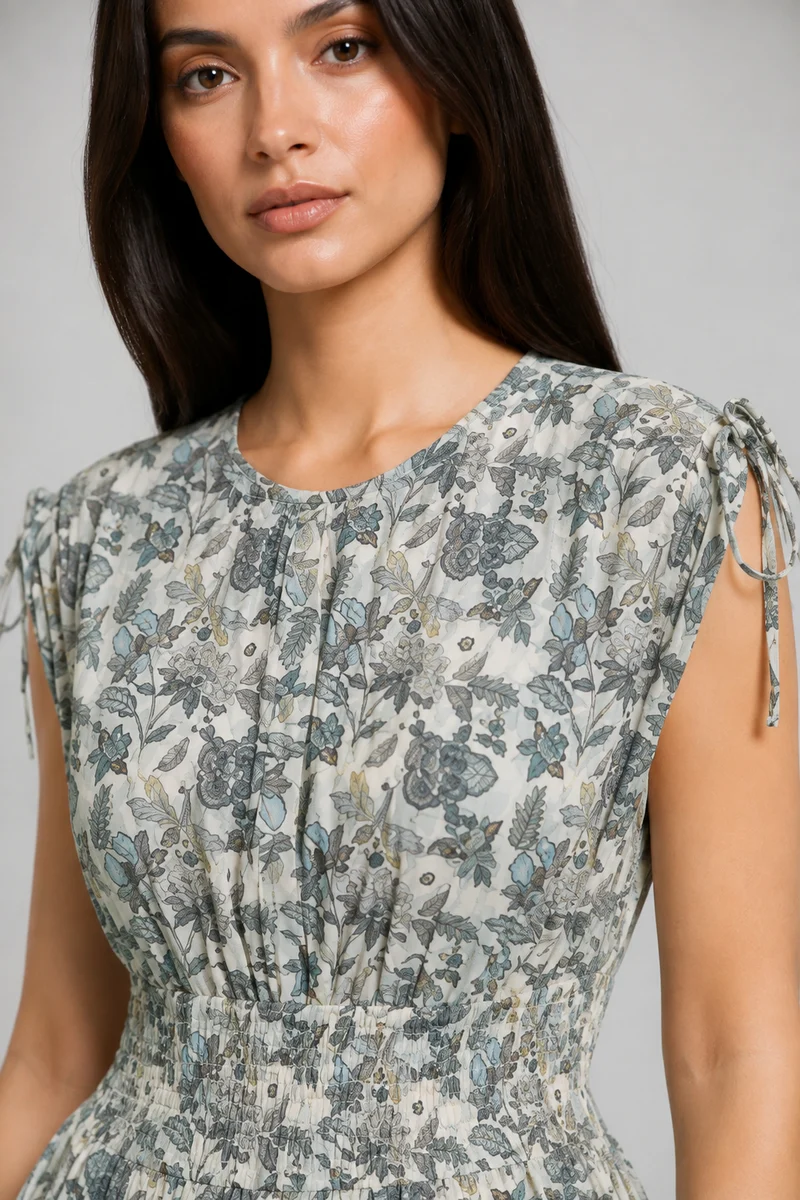 Arlisse|Viscose Mini Dress With Smocked Waist Detail
