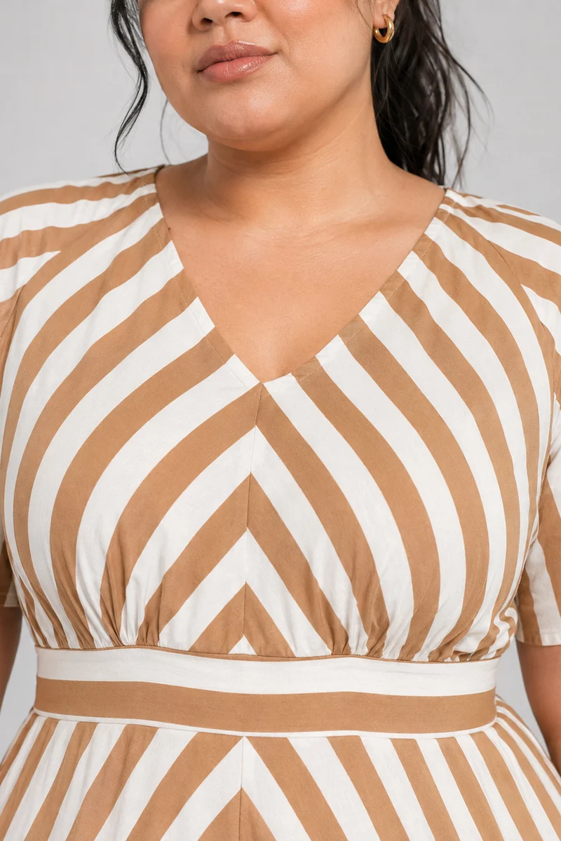 Norea|Viscose Striped Fit And Flare Dress