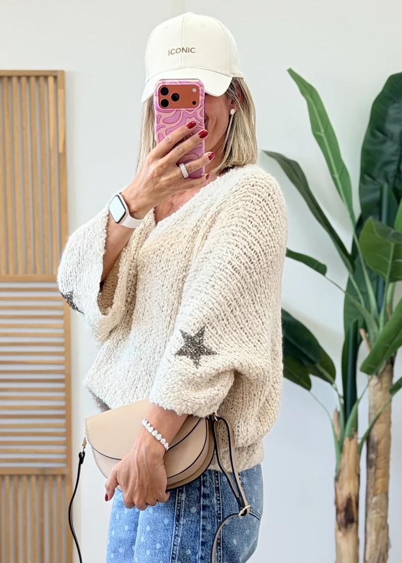 Pull Bouclettes Étoiles Strass