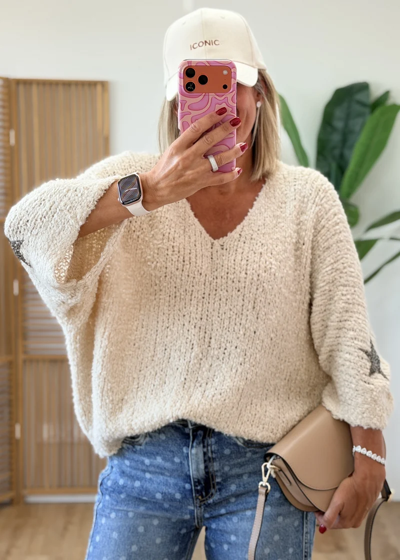 Pull Bouclettes Étoiles Strass