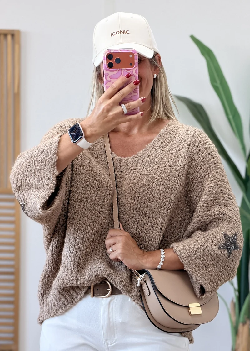 Pull Bouclettes Étoiles Strass