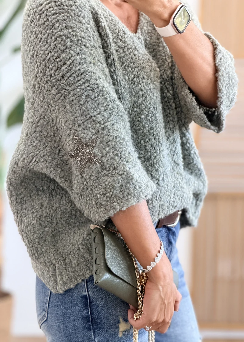 Pull Bouclettes Étoiles Strass