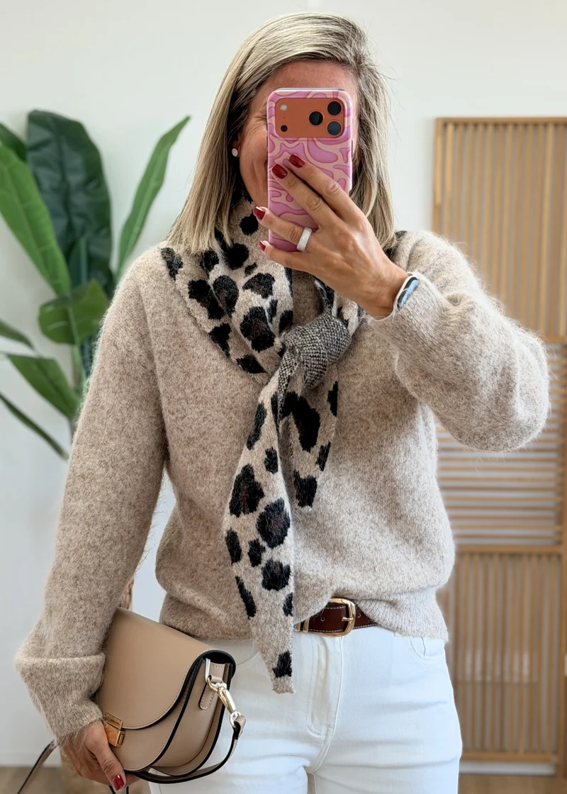Pull avec Écharpe Léopard