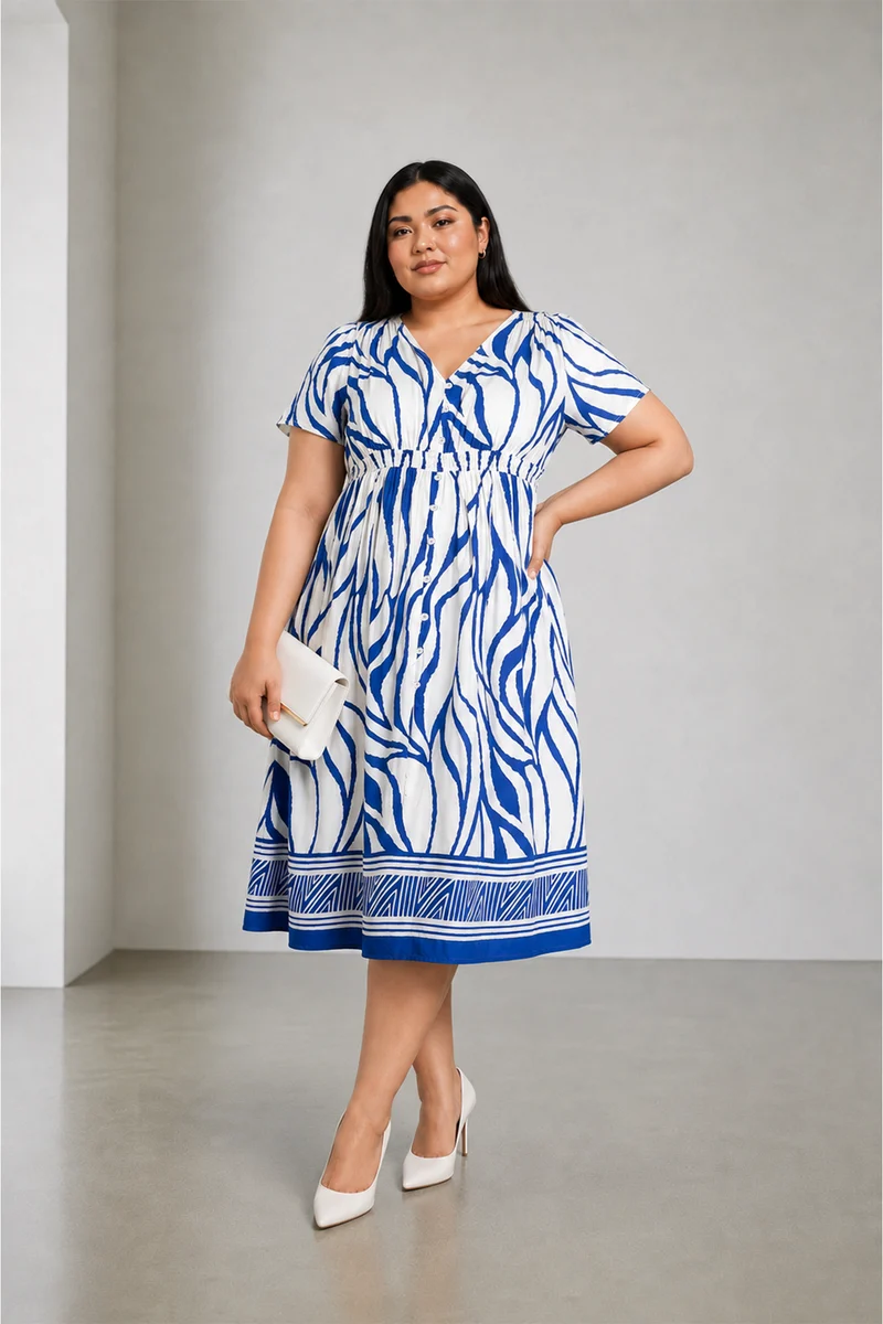 Aurelle|Viscose Vneck Dress With Tieup