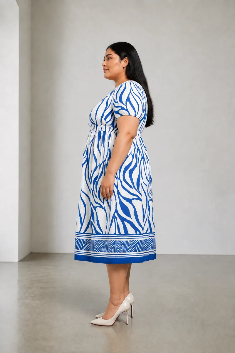 Aurelle|Viscose Vneck Dress With Tieup