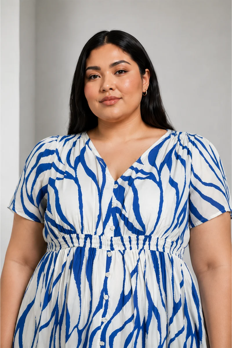 Aurelle|Viscose Vneck Dress With Tieup