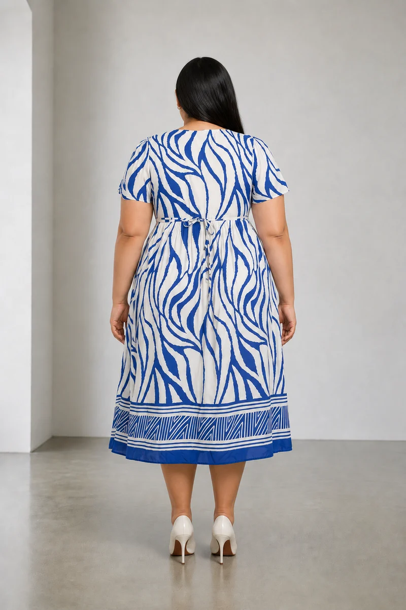 Aurelle|Viscose Vneck Dress With Tieup