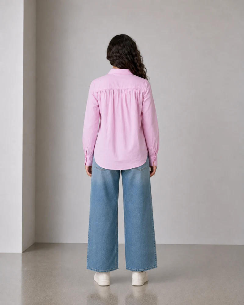 Ravora|Cotton Slub Gathered Back Shirt