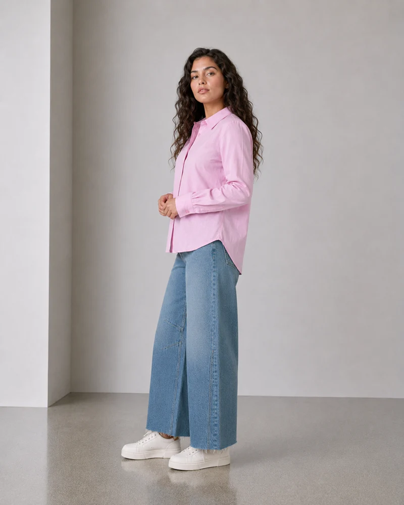 Ravora|Cotton Slub Gathered Back Shirt