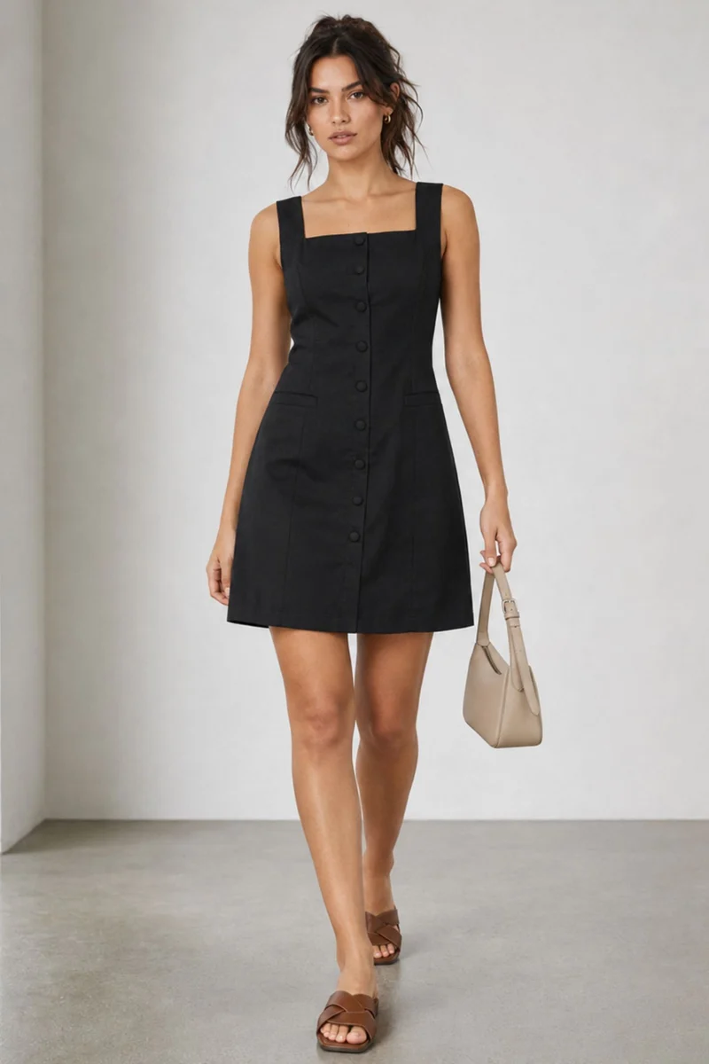 Orin|Cotton Square Neck Mini Dress
