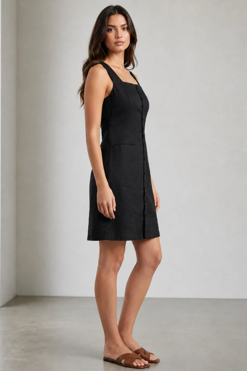 Orin|Cotton Square Neck Mini Dress