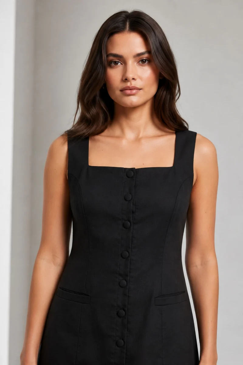 Orin|Cotton Square Neck Mini Dress