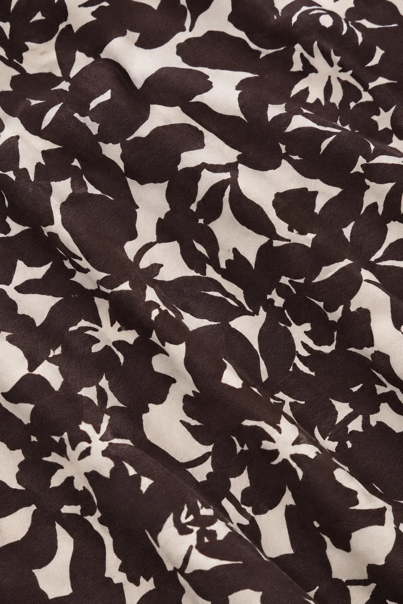 Veyla|Brown Abstract Print Midi Dress