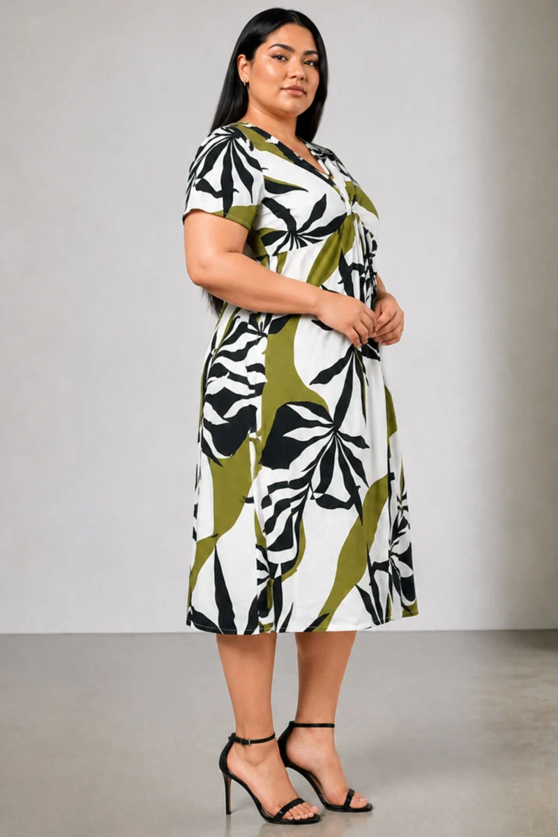 Kiora|Viscose Twist Front Midi Dress