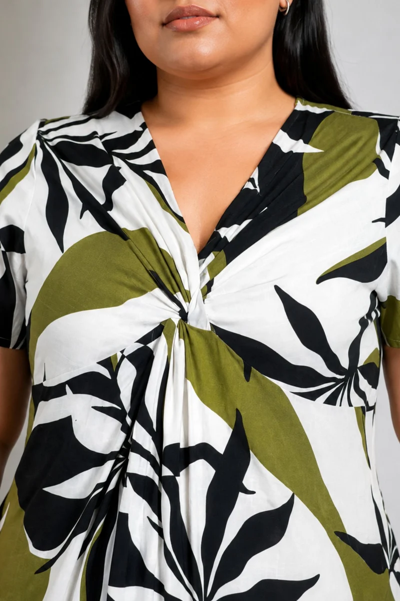 Kiora|Viscose Twist Front Midi Dress