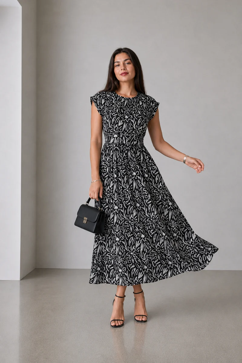 Bravia|Viscose Waist Panel Maxi Dress