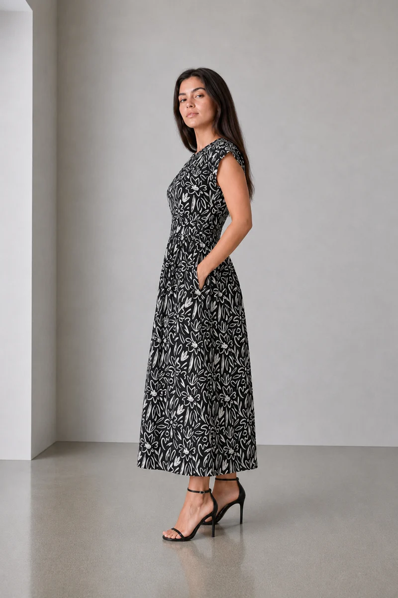 Bravia|Viscose Waist Panel Maxi Dress