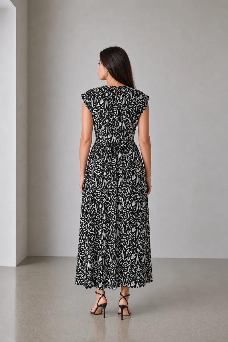 Bravia|Viscose Waist Panel Maxi Dress