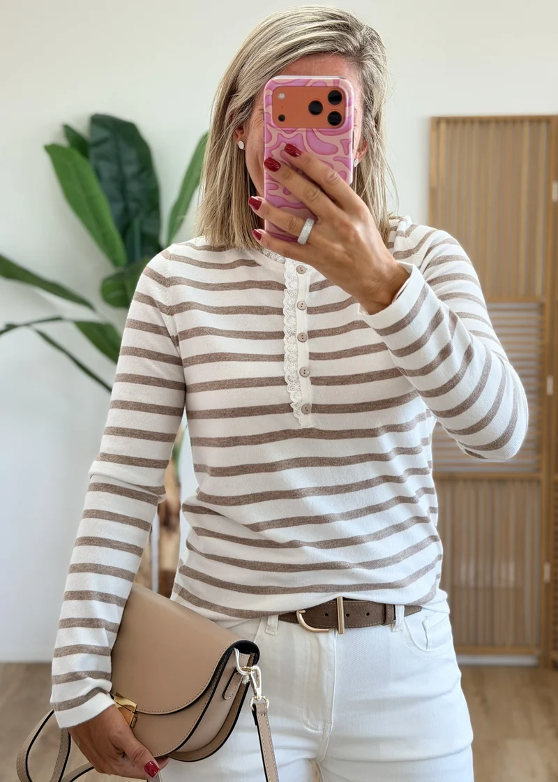 Pull Marinière Broderie Anglaise