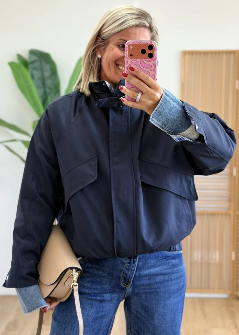 Veste Marine Col Montant