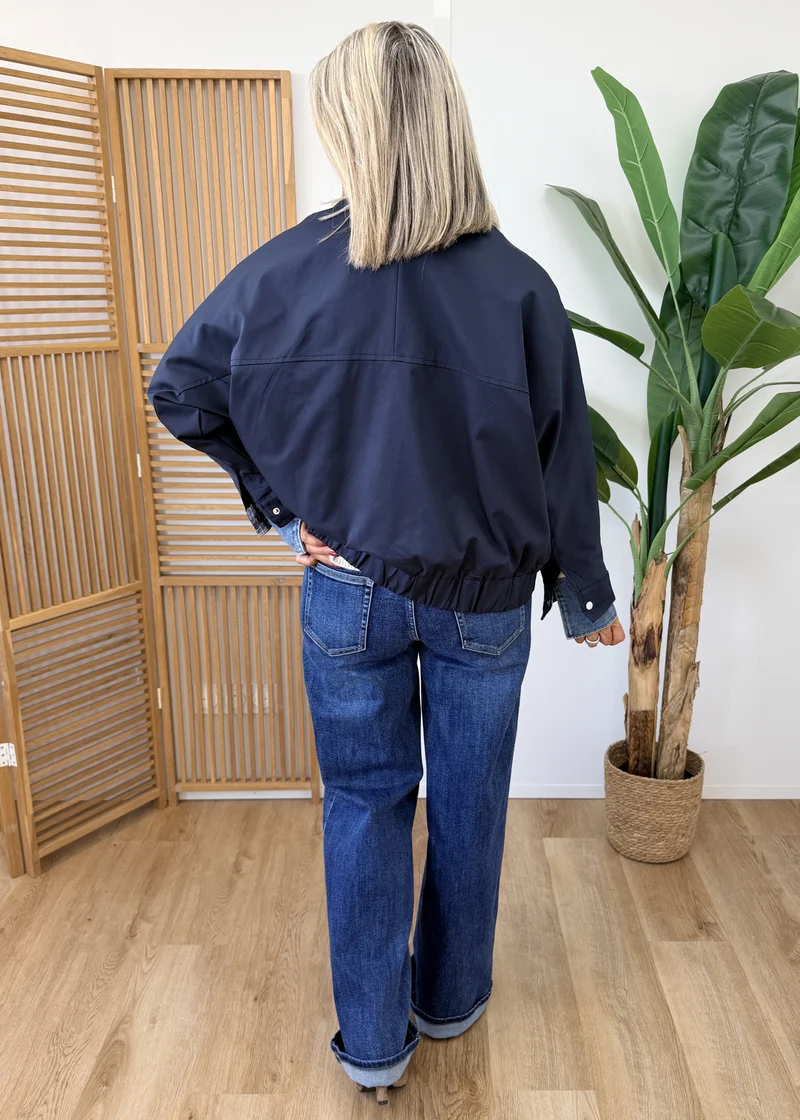 Veste Marine Col Montant