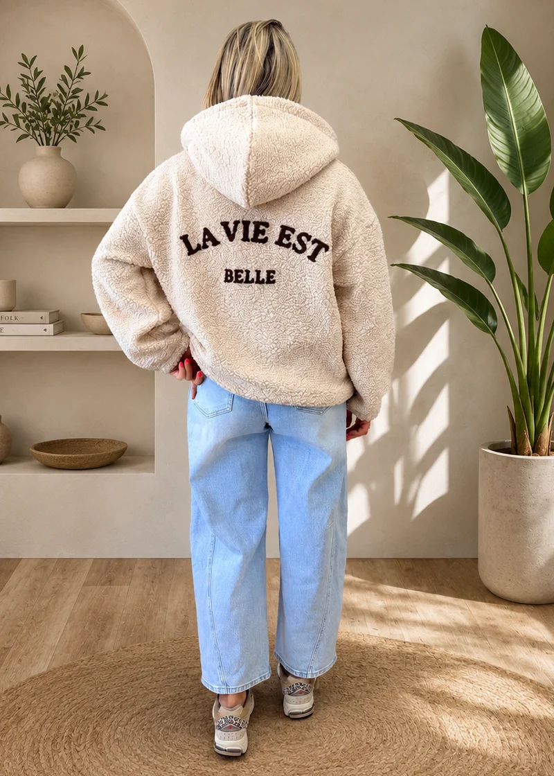 Veste Teddy "La Vie Est Belle"