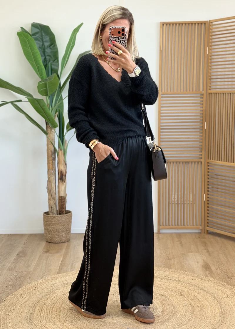Pull Doux Col Broderie Anglaise