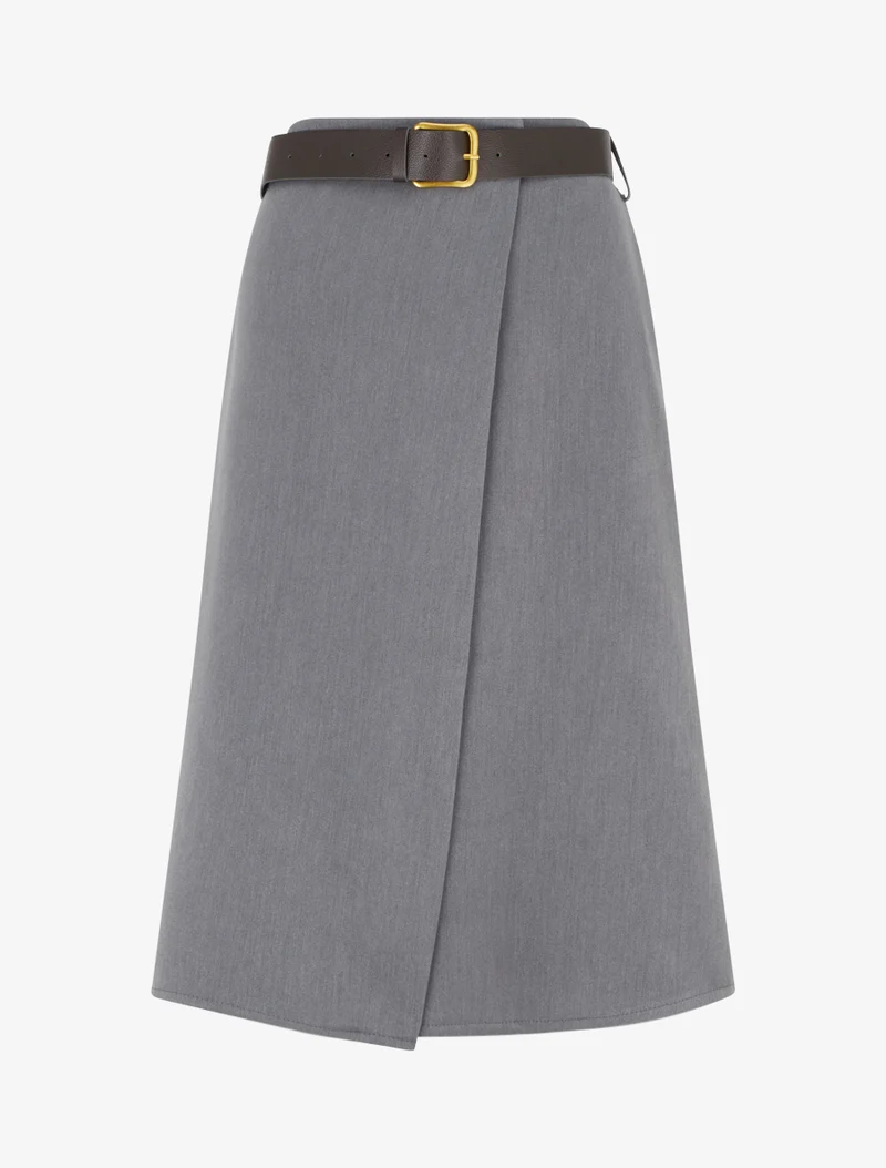 Jupe mi-longue style portefeuille - Gris foncé
