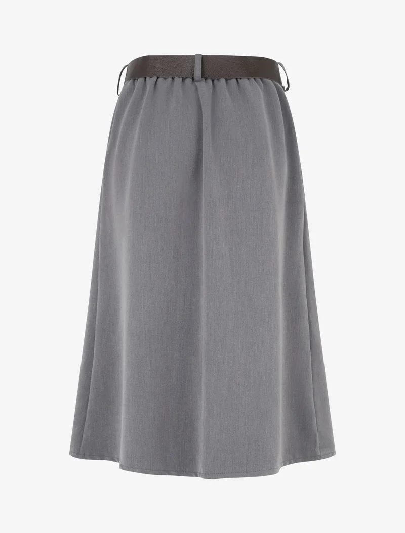 Jupe mi-longue style portefeuille - Gris foncé