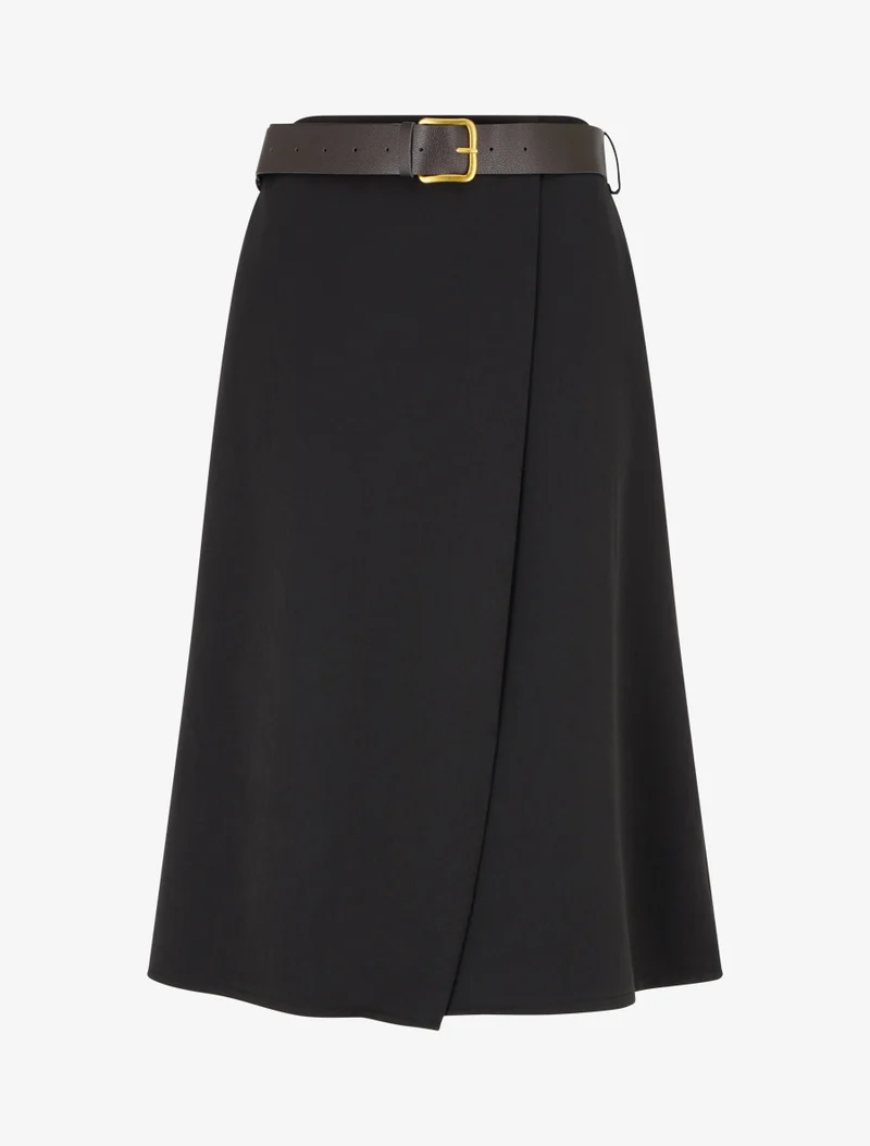 Jupe mi-longue style portefeuille - Noir