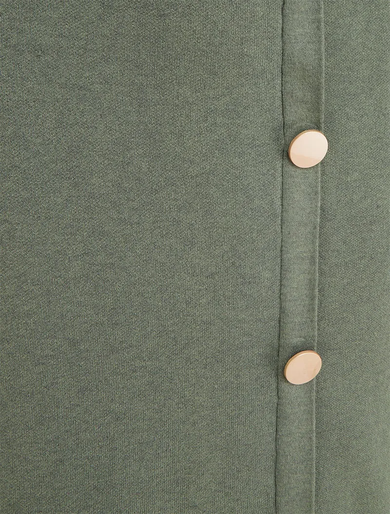 Jupe unie en maille asymétrique - Kaki
