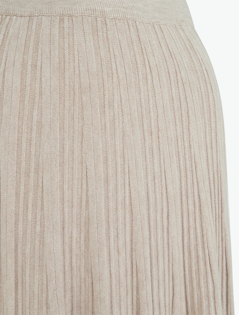 Jupe longue unie plissée - Beige
