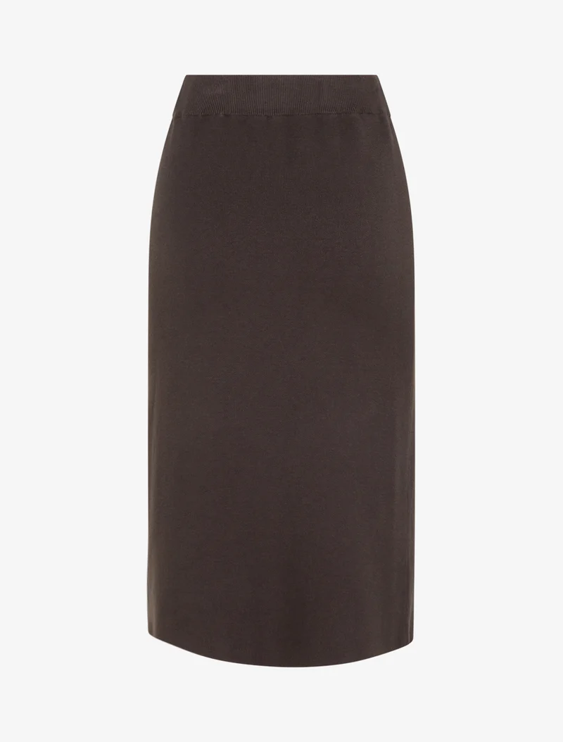 Jupe unie en maille asymétrique - Marron foncé