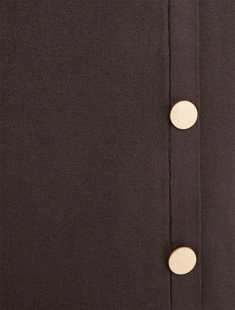 Jupe unie en maille asymétrique - Marron foncé