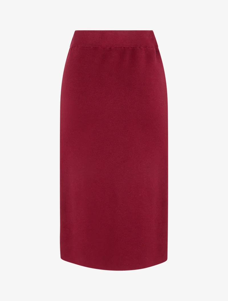Jupe unie en maille asymétrique - Bordeaux