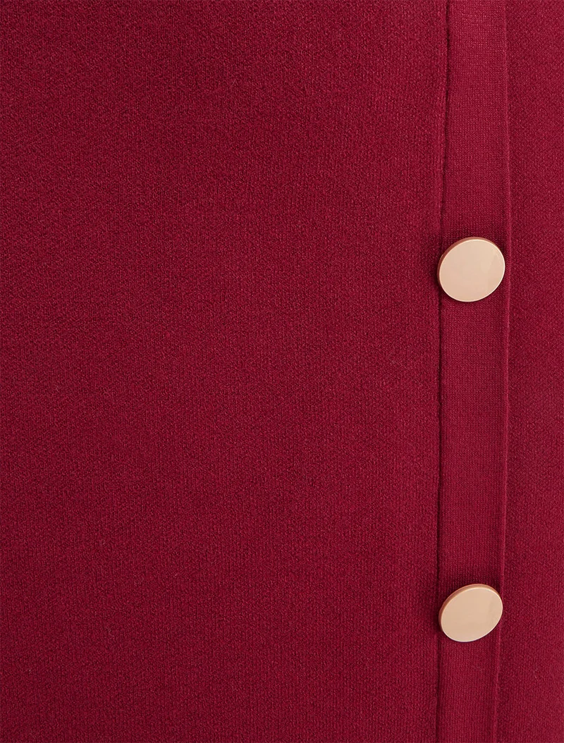 Jupe unie en maille asymétrique - Bordeaux