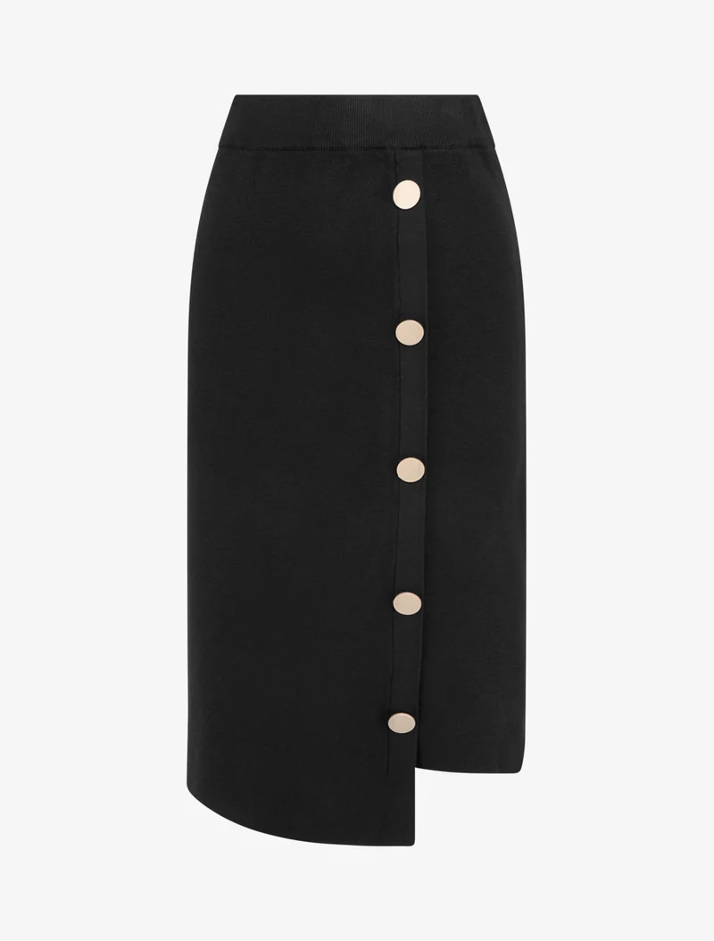 Jupe unie en maille asymétrique - Noir