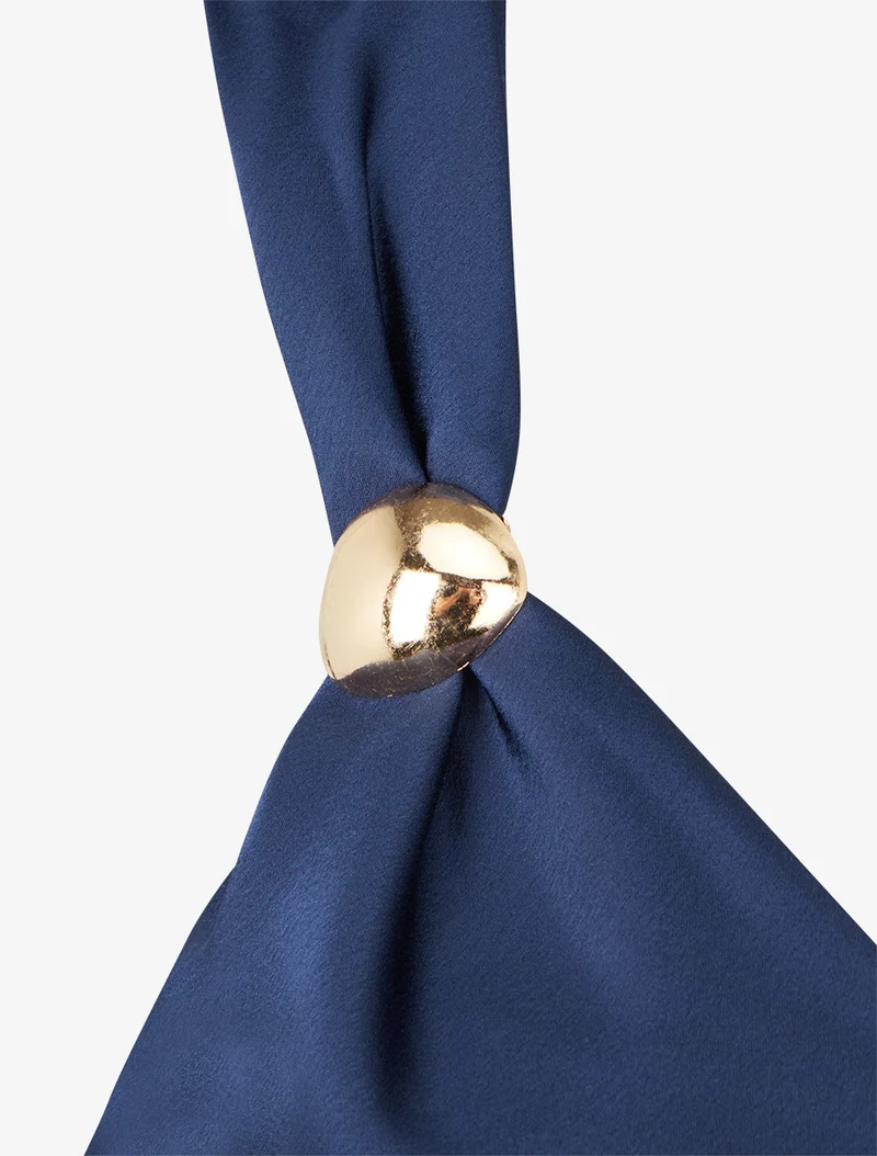Top satiné à empiècement bijoux - Marine