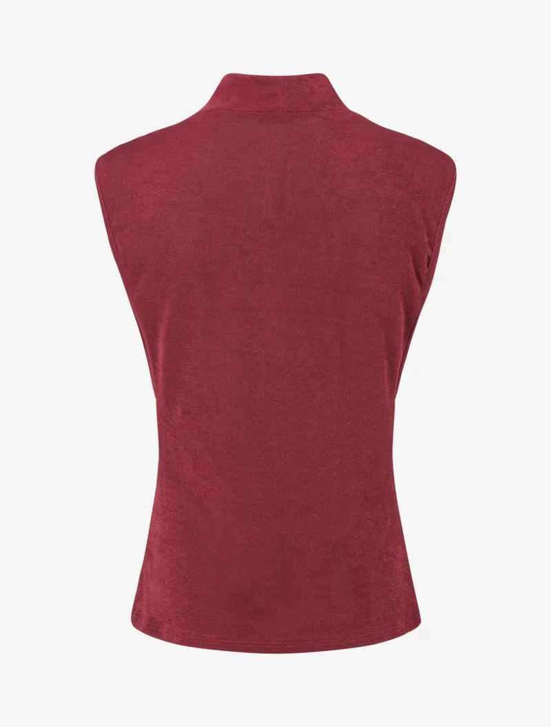 Top uni sans manches à col bénitier - Bordeaux