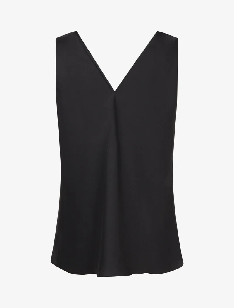 Top satiné à empiècement bijoux - Noir