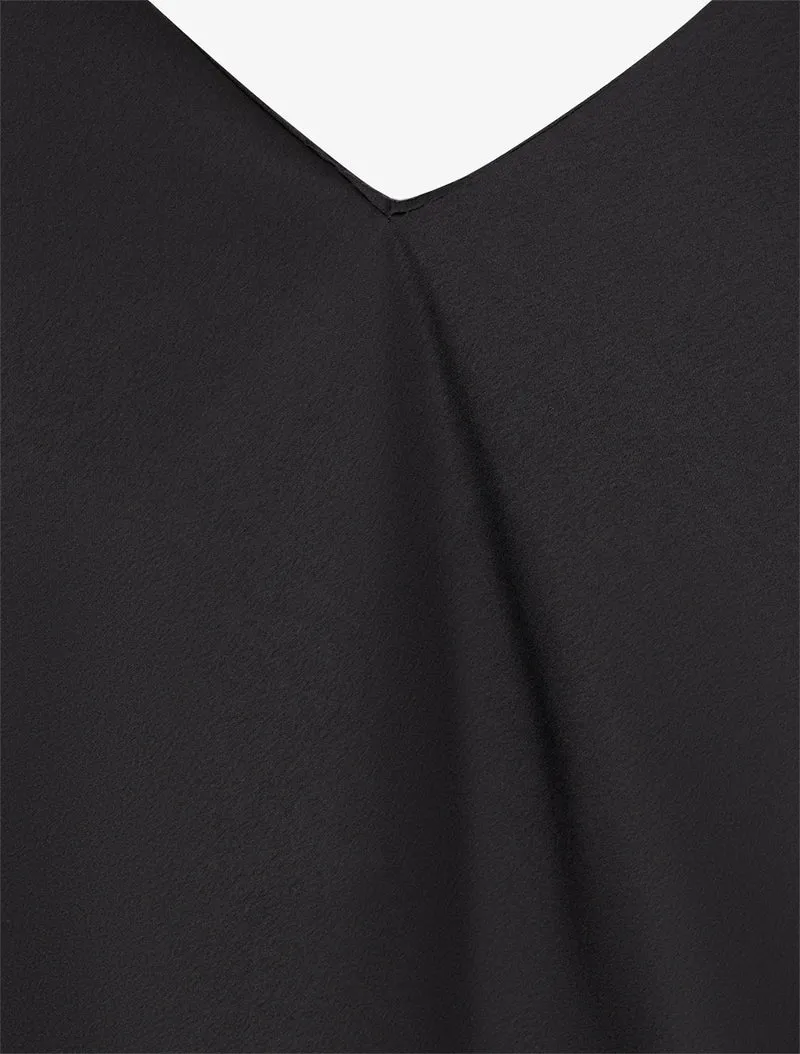 Top satiné à empiècement bijoux - Noir